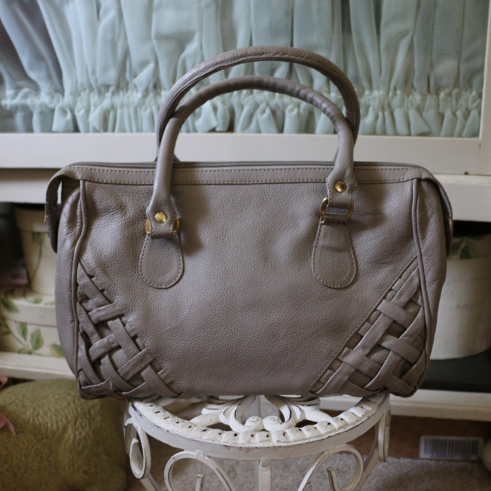 Created By Valerie New York Leather Light Gray Bag